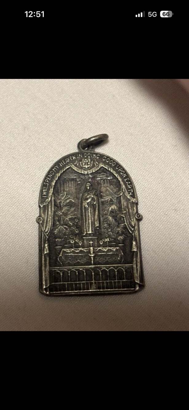 Vintage St. Therese  'The Little Flower'  Medal from St. Peter Claver's Church